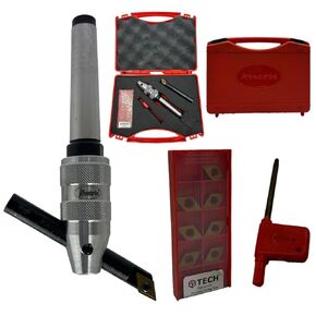 يتراكم جديد تطوير قاطع ذبابة مع شريط MT2 Shank & Indexable الممل-يتضمن 10 أجهزة PCS DCMT 11T304 إدراج ، T-15 KEY & CASK CASE | مثالي لمواجهة ومملة | شاهد فيديو العمل للحصول على التفاصيل