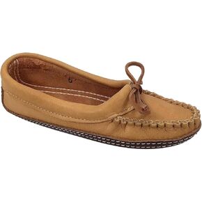 Bastien Industries Women's Moose Hide Leather with Heavy Oil Tan Sole Ballet Earthing Moccasins