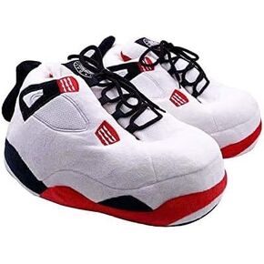 White/Red IV Plush Cozy Sneaker Slippers, Kicks, Shoes, Novelty, One Size Fits Most