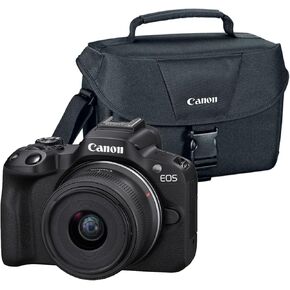 Canon EOS R50 Mirrorless Camera with 18 to 45mm Lens (Black) Bundle with Canon 200ES EOS DSLR Camera Gadget Bag (2 Items)