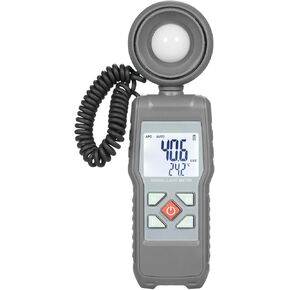 HXBER Digital Light Meter,Light Meter Digital Illuminance Meter Handheld Ambient Temperature Measuring Instrument, Range up to 200,000 Lux, Luxmeter with 360° Rotatable Photosensitive Head