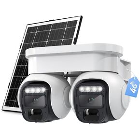 4G LTE Cellular Solar Security Camera Wireless Outdoor, No WiFi, Dual Lens 360°Live View, 2K Color Night Vision, PIR Motion & Alerts, 2 Way Talk,Built in eSIM Card