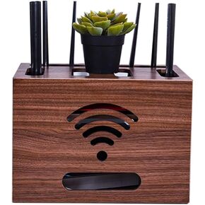 Floating Shelves Wooden Router Organizer Network Set Top Box WiFi Fence Socket Shielding Wire Finishing Wire Box Storage Shelf (Color : Brown Size : 33.7x24x24cm)