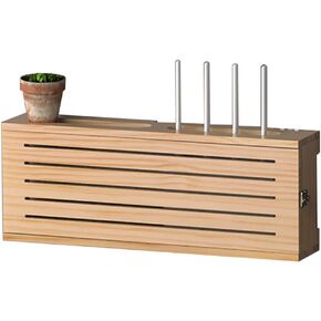 Floating Shelves Wireless Router Storage Box Wall Mounted Router Storage Box Creative Decorative Storage Shelf Suitable for Home and Office (Color : Nutural(b) Size : 52.5x20x10cm) (Nutural(a) 52.5x2
