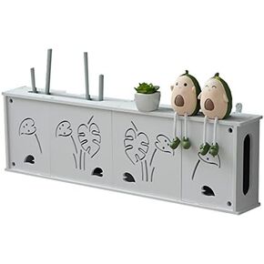 Router Storage Box,Wall Mount Floating Shelf WiFi Router Storage Box Cabinet with Seamless Nails Decorative Storage Rack for Bedroom, Living Room Stands(A)