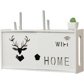 Wall Mounted Storage Box, Router Organizer Rack ShelfBox Power Cord for Socket Storage Shelf Cable Management And Organizing Box For Office And Home(A)