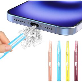 4Pcs Phone Charge Port Cleaning Tool Kit, Anti-Clogging Mini Brushes & Hook Dual Side Cleaner for iPhone 16 Pro Max Speaker and Receiver AirPods 4, Tablet Camera Etc