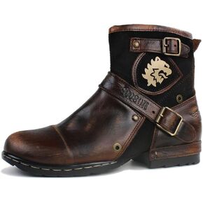 Osstone Moto Boots for Women Fashion Zipper-Up Chukka Boots أحذية عارضة MS-5008-1-BP-Wus-R