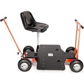 Proaim Quad-4 Pro Camera Platform Doolway Dolly. يشمل مقعد المشغل القابل للتعديل ، واللوحات الجانبية ، والمنصة الخشبية غير المنقولة وشريط التوجيه/السحب. حمولة تصل إلى 500 كجم/1100 رطل