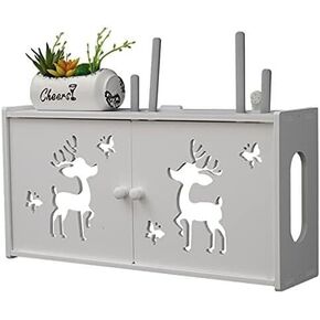 Router Storage Box,WiFi Router Bracket Set-top Wall-Mounted Floating Holder Storage Wall-Mounted Shelf Bracket Shelf Bracket for TV Accessories WiFi Router TV Box Set Top Box (Color : White,