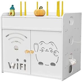 Router Storage Box,Router Shelf Floating Shelf Wall Mount WiFi Storage Box Decorative Storage Rack for Router Organizer Stands