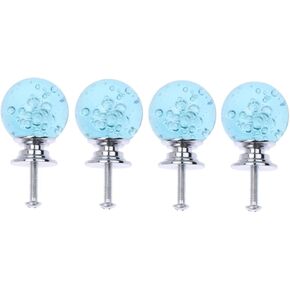 TOYANDONA 4set Turquoise Bubble Drawer Knobs with Silver Base Stylish Cabinet Door Handles for Home Office Includes Screw Per Knob for Modern Furniture Dressers