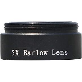 Barlow Lens 5X for Any M28X0.6 Thread 1.25inch Telescope Eyepiece Astronomy Diagonal Extender Tube or Camera Adapter, black, 448321
