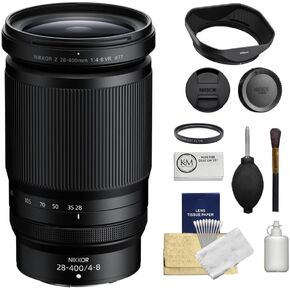 Nikon NIKKOR Z 28-400mm f/4-8 VR Lens Bundled with UV Filter + 6-Piece Cleaning Kit + Cleaning Cloth (4 Items)