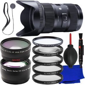 Ultimaxx Advanced Sigma 18-35mm f/1.8 DC HSM Art Lens Bundle (EF Mount) - Includes: Protective UV Filter, 2.2X Telephoto Zoom Lens Attachment, 4PC Macro Close-Up Filter Kit & Much More (16pc Bundle)
