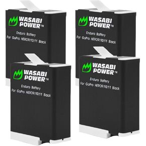 Wasabi Power Replacement for Enduro Battery (4-Pack) Compatible with Hero 12 Black, Hero 11 Black, Hero 10 Black, Hero 9 Black