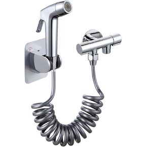 HandheldSprayer for Toilet Chrome Baby Cloth Diaper Sprayer Portable Hand Held ToiletSprayer Head withHose and Bracket, for Feminine Wash, Pet Washing,A(B)