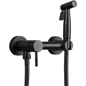 HandheldSprayer for Toilet Brass Baby Cloth Diaper Sprayer for Hot and Cold Water Matte Black PortableFaucet withHose for Feminine Wash Pet Washing, Easy to Install,B(B)