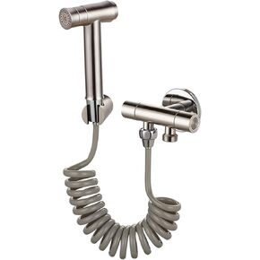 HandheldSprayer for Toilet Brushed Stainless Steel Baby Cloth Diaper Sprayer Portable Hand Held ToiletSprayer Head withHose and Bracket, for Feminine Wash,B(B)