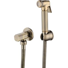 HandheldSprayer for Toilet Brushed Brass Portable Baby Cloth Diaper Sprayer Hand Held ToiletSprayer Head withHose and Bracket for Feminine Wash, Easy to Install,A(B)