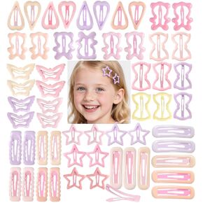56 Pcs Hair Clips for Girls, Toddler Mini Metal Snap Hair Clips for Little Girls Baby Kids, Cute Animals Stars Small Hair Barrettes, Accessories for Fine Hair (Set 1)