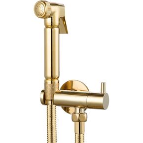 HandheldSprayer for Toilet Gold Baby Cloth Diaper Sprayer Portable Brass Hand Held ToiletSprayer Head withHose for Feminine Wash, Pet Washing, Easy to Install