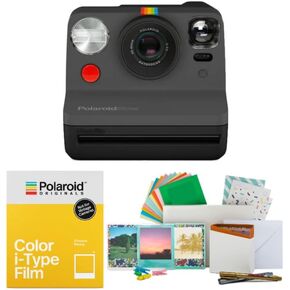 Polaroid Originals Now Viewfinder i-Type Instant Camera (Black) Bundle with Color Instant Film for i-Type Cameras (8 Exposures) and Film Kit with Magnetic/Hanging Frames and Storage Box (3 Items)