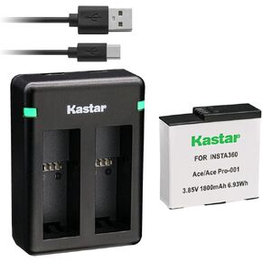 Kastar 2-Pack Battery and Dual USB Charger Compatible with Insta360 Ace Pro Battery and Insta360 Ace Pro Action Camera