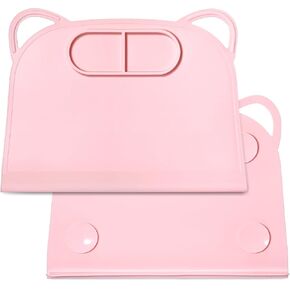Domensi 2 Pack Silicone Suction Placemat with Teething Edge Bumper/spill for Baby Toddlers Kids with Storage Bag, Non-slip Dinning Table Mat, Dishwasher Safe for Table (Blue Green)