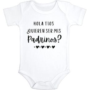 Hola Tios Quieren Ser Mis Padrinos Baby Bodysuit | Auntie & Uncle | Baptism Jumpsuit | Godparents | Bautizo