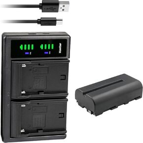 Kastar NP-F550 / NP-F570 LTD2 USB Battery Charger Compatible with Savage Luminous Pro On-Camera Bi-Color LED Video Light, Other LED Video Lights