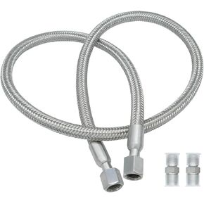 40" Length,Industrial-Grade Stainless Steel 3/8" Compressor Jumper Hose, 3/8" NPT male,750°F，450 PSI,Both Sides Fittings Rotate Freely
