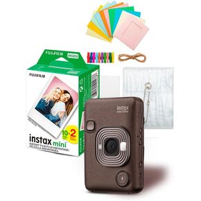 Fujifilm Instax Mini LiPlay Hybrid Instant Camera and Smartphone Printer (Deep Bronze) Bundle with Instax Mini Twin Film Pack (20 Exposures), and Accessory Kit (3 Items)