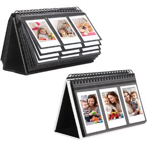 2 Packs，96 Pockets Mini Photo Album for Fujifilm Instax Mini 12 11 9 8 7 40(White+Black)