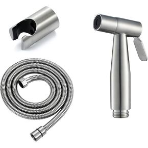 HandheldSprayer Quality Stainless Steel Supercharge Cloth Diaper Sprayer Set BrushedSprayer with Stainless Steel Shower Hose and Bracket,Black(Gun Gray)