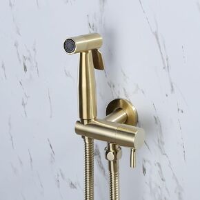 Bidet Sprayer for Toilet, Brass Handheld Bidet Toilet Spray, Bathroom Cloth Diaper Sprayer, Portable Toilet Spray for Washing, Brushed Gold