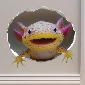 Wild Axolotl Wall Sticker – Cute Smiling Wild Axolotl Vinyl Decal for Kids Room, Aquarium Decor, or Playroom – 5.4W x 4.7H Inches