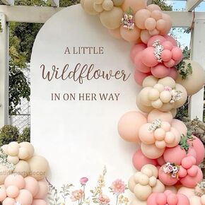 A Little Wildflower in On Her Way Decal - Baby Shower, Gender Reveal Party Decoration Supplies, Flower Wildflower Theme Wall Stickers, Balloon Arch and Backdrop Decorative Decal