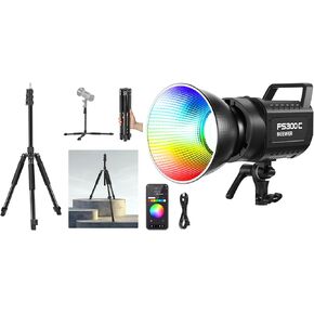 NEEWER FS300C 300W RGB LED Video Light and ST195 Photography Light Stand Kit, APP/2.4G Control 17 Effects, 2500-7500K 36000lux/1m COB Continuous Lighting Output Bowens Spotlight for Studio Shooting