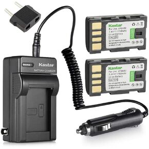 Kastar Battery 2-Pack and Charger Replace for JVC Everio GZ-HD300AU GZ-HD300BU GZ-HD300RU GZ-HD320 GZ-HM1 GZ-HM110 GZ-HM200 GZ-HM400 GZ-HM80 GZ-HM90 GZ-X900 GC-PX100 GC-P100 GC-PX1 GC-PX10 Camcorder