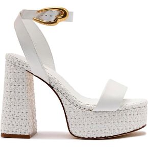 Larroudé Dolly Verona Sandal In White Leather And Raffia in Kuwait