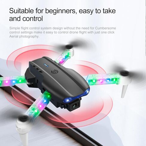 ikaufen E88 Drone with Built-in screen control, Camera for Adults RC Drone With 720P HD Dual Camera WiFi FPV Foldable Quadcopter Aircraft +1 Battery (E88 Dual camera Black) in Kuwait