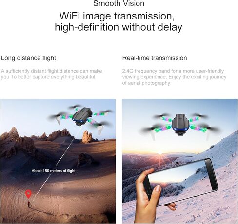 ikaufen E88 Drone with Built-in screen control, Camera for Adults RC Drone With 720P HD Dual Camera WiFi FPV Foldable Quadcopter Aircraft +1 Battery (E88 Dual camera Black) in Kuwait