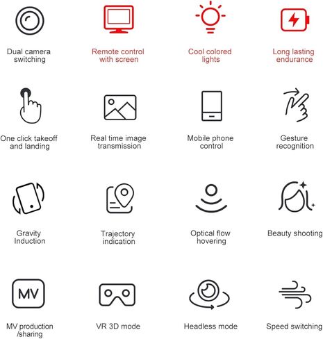 ikaufen E88 Drone with Built-in screen control, Camera for Adults RC Drone With 720P HD Dual Camera WiFi FPV Foldable Quadcopter Aircraft +1 Battery (E88 Dual camera Black) in Kuwait