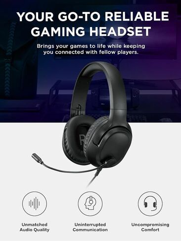 Lenovo IdeaPad H100 Gaming Headset, 50mm Drivers, Stereo Over Ear Headphones with Mic, Padded Earcups, in-Line Volume, GXD1C67963, Black in Saudi Arabia