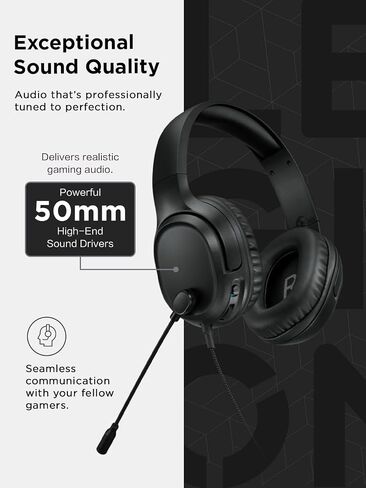 Lenovo IdeaPad H100 Gaming Headset, 50mm Drivers, Stereo Over Ear Headphones with Mic, Padded Earcups, in-Line Volume, GXD1C67963, Black in Saudi Arabia