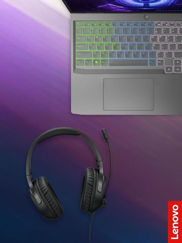 Lenovo IdeaPad H100 Gaming Headset, 50mm Drivers, Stereo Over Ear Headphones with Mic, Padded Earcups, in-Line Volume, GXD1C67963, Black in Saudi Arabia