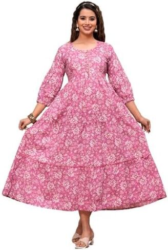 Women's Pure Cotton All Over Printed Kurti Gown Feeding Dress Maternity Gown Feeding Kurta in Saudi Arabia