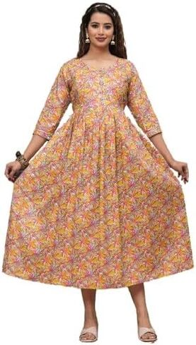 Women's Pure Cotton All Over Printed Kurti Gown Feeding Dress Maternity Gown Feeding Kurta in Saudi Arabia