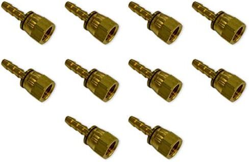 3/8" Hose ID to 3/8" 45° Female SAE Flare Brass Swivel Crimped Connector Fuel/AIR/Water/Oil/Gas/WOG (Qty 01) in Saudi Arabia